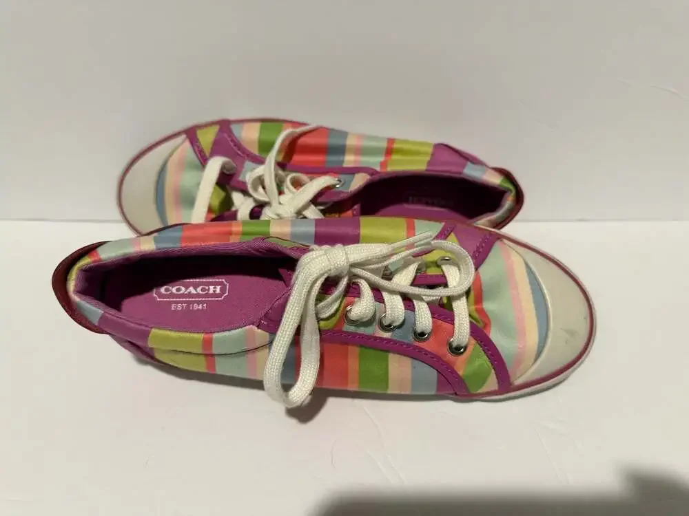 Coach Legacy Stripe Multi-Color Low Top Sneakers - Picture 6 of 7
